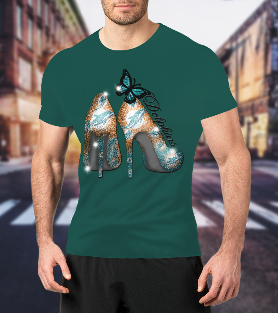 Miami Dolphins Heels With Butterfly T-Shirt