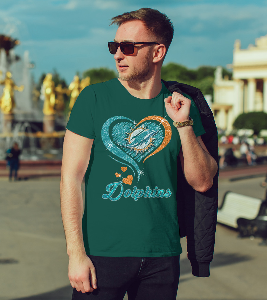 Miami Dolphins Sparkling Heart T-Shirt