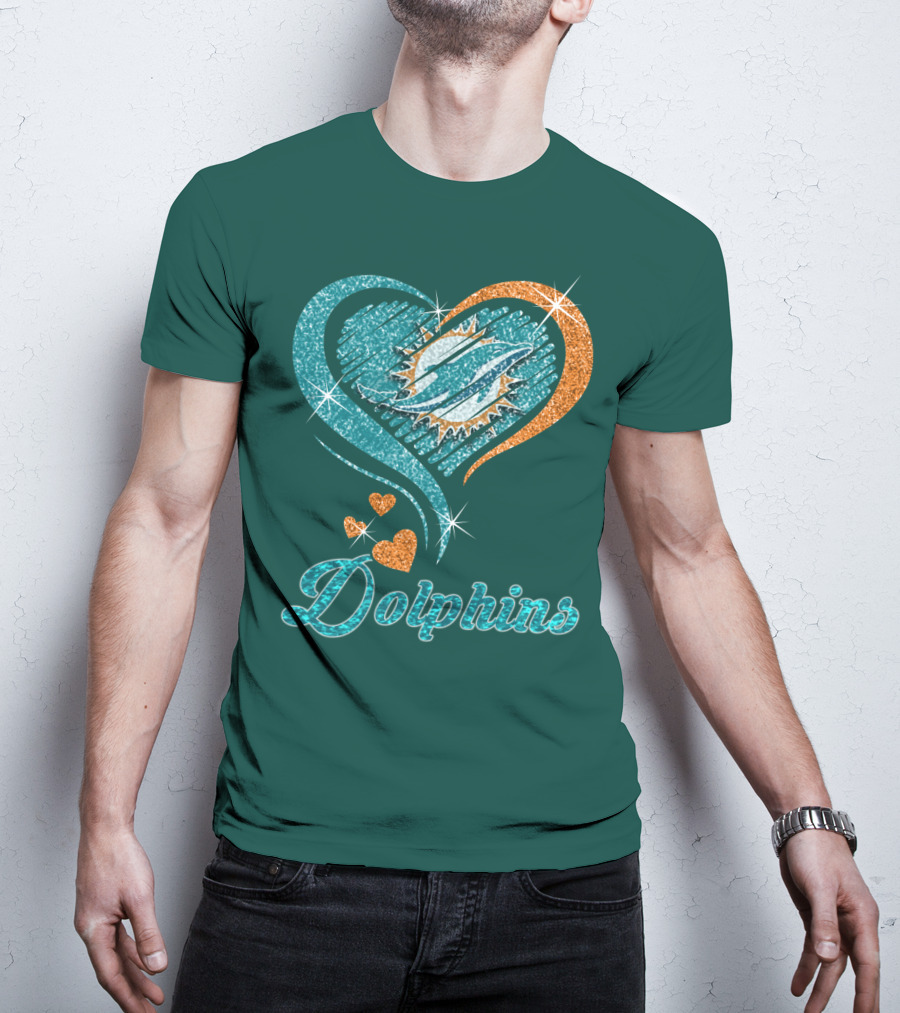 Miami Dolphins Sparkling Heart T-Shirt