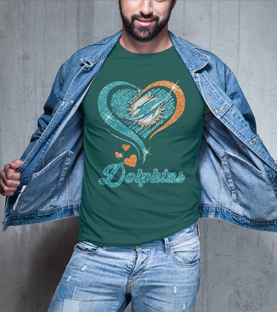 Miami Dolphins Sparkling Heart T-Shirt