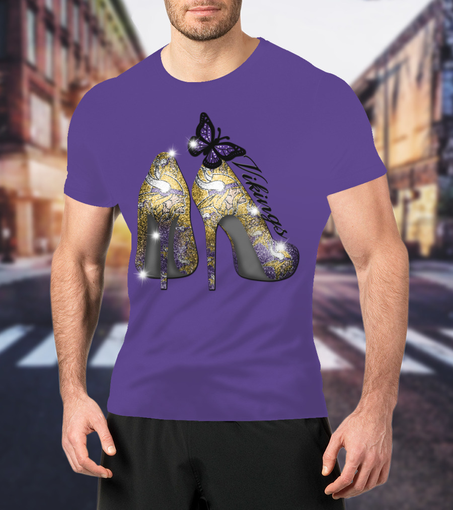 Minnesota Vikings High Heels Butterfly Sparkle T-Shirt