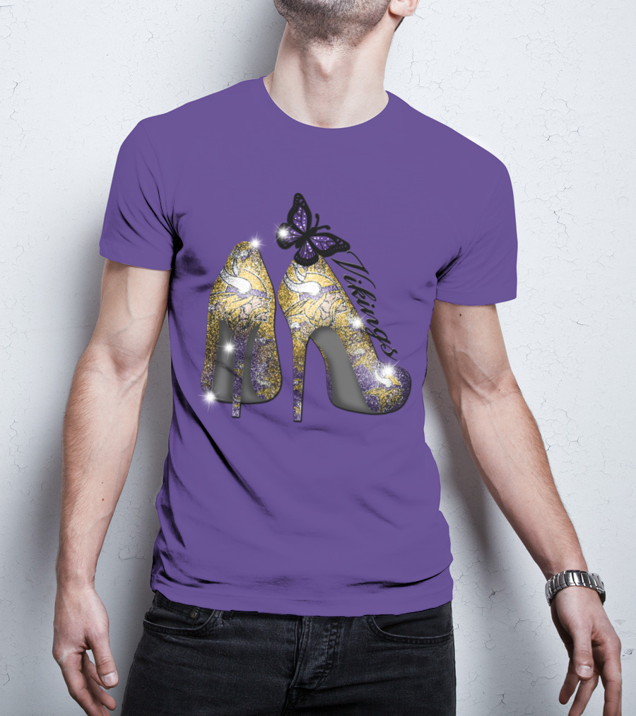 Minnesota Vikings High Heels Butterfly Sparkle T-Shirt