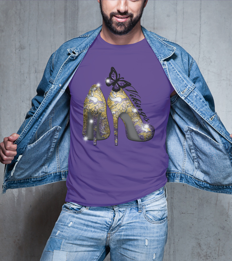 Minnesota Vikings High Heels Butterfly Sparkle T-Shirt