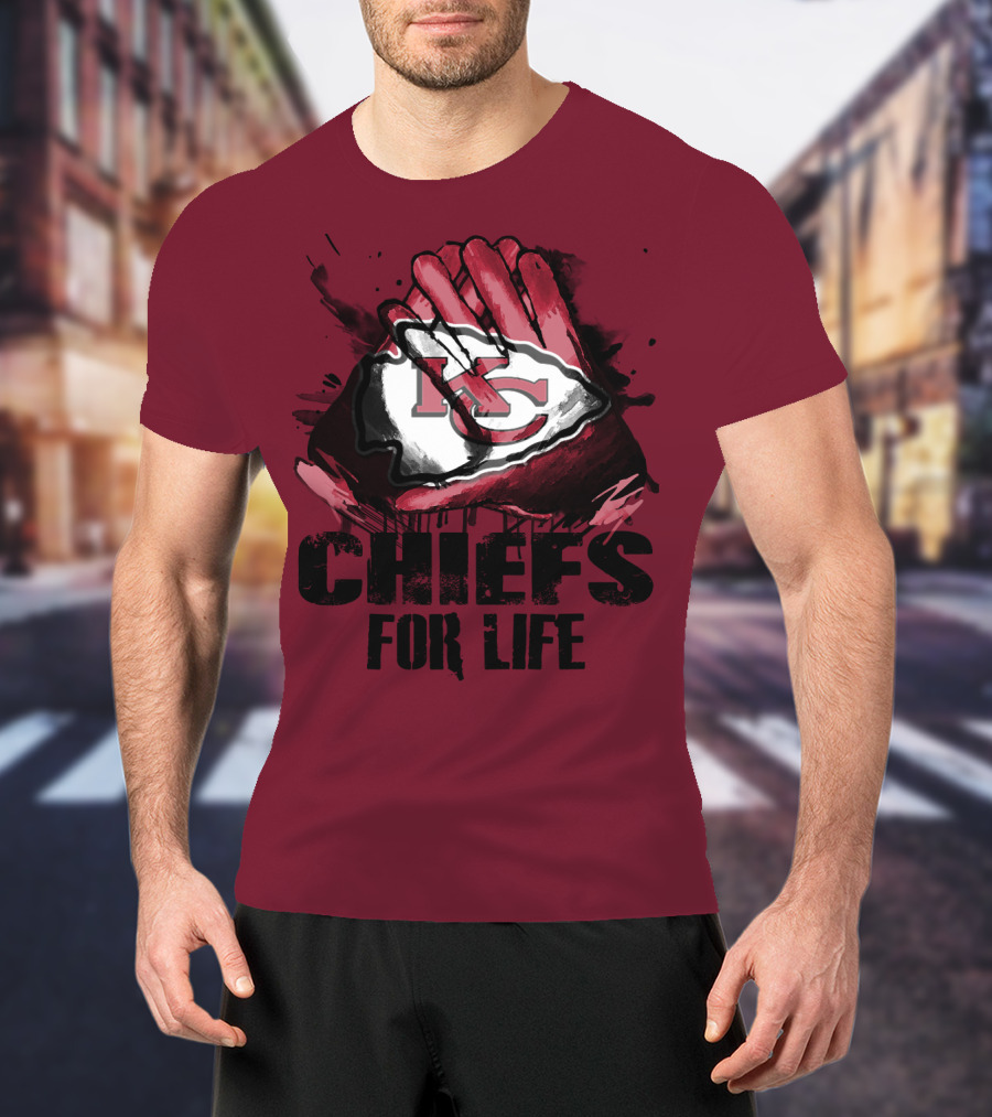 Kansas City Chiefs For Life Kc Logo Football Glove T-Shirt