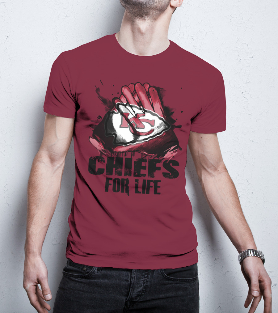 Kansas City Chiefs For Life Kc Logo Football Glove T-Shirt