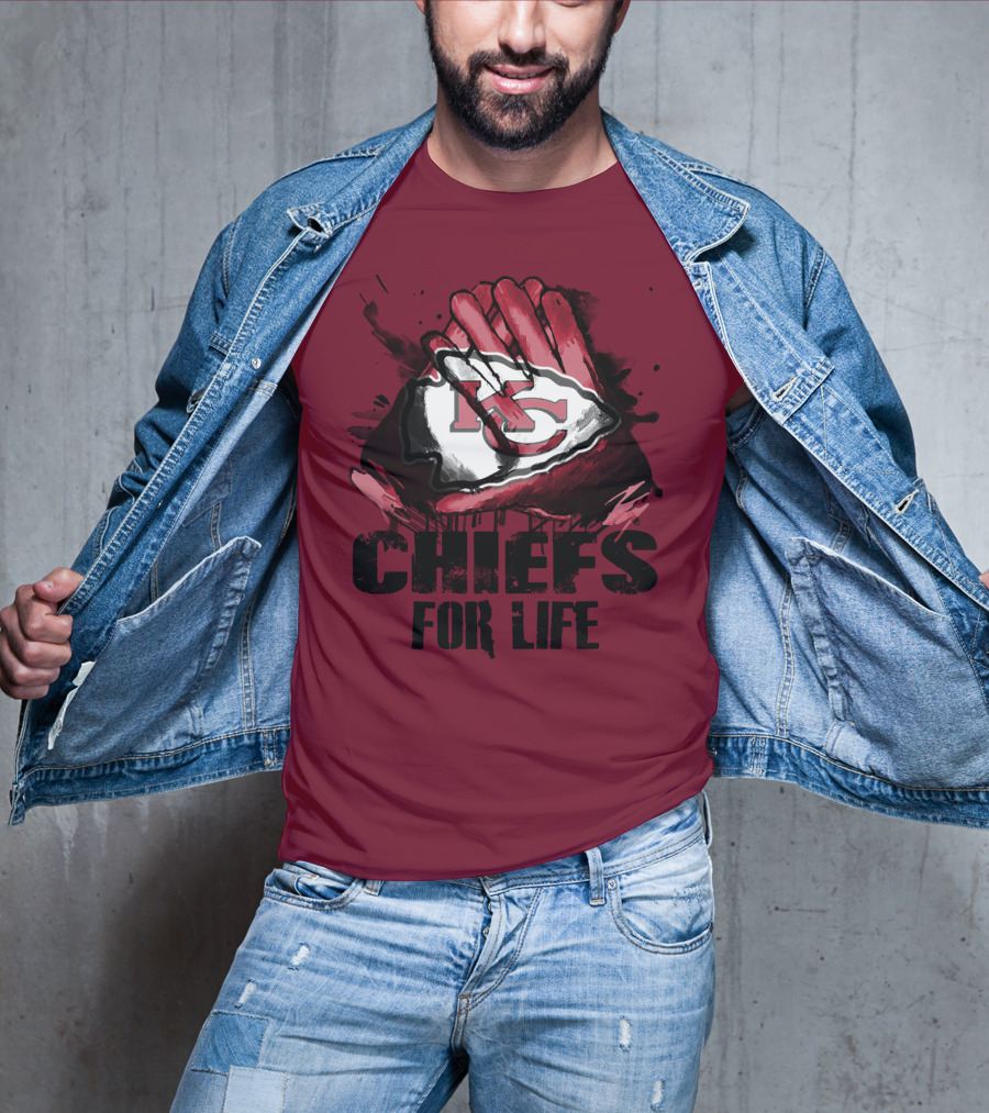 Kansas City Chiefs For Life Kc Logo Football Glove T-Shirt