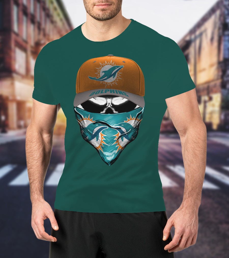 Dolphins Miami Dolphins Logo Mask And Cap T-Shirt