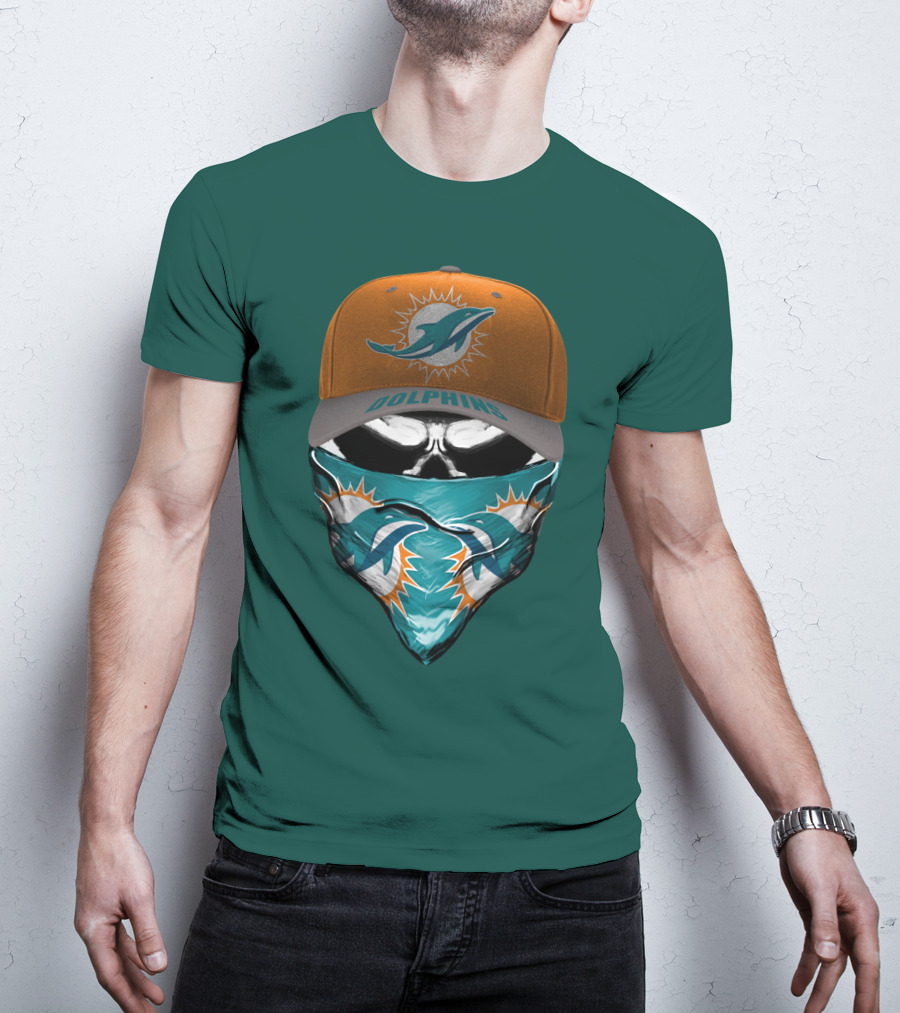 Dolphins Miami Dolphins Logo Mask And Cap T-Shirt