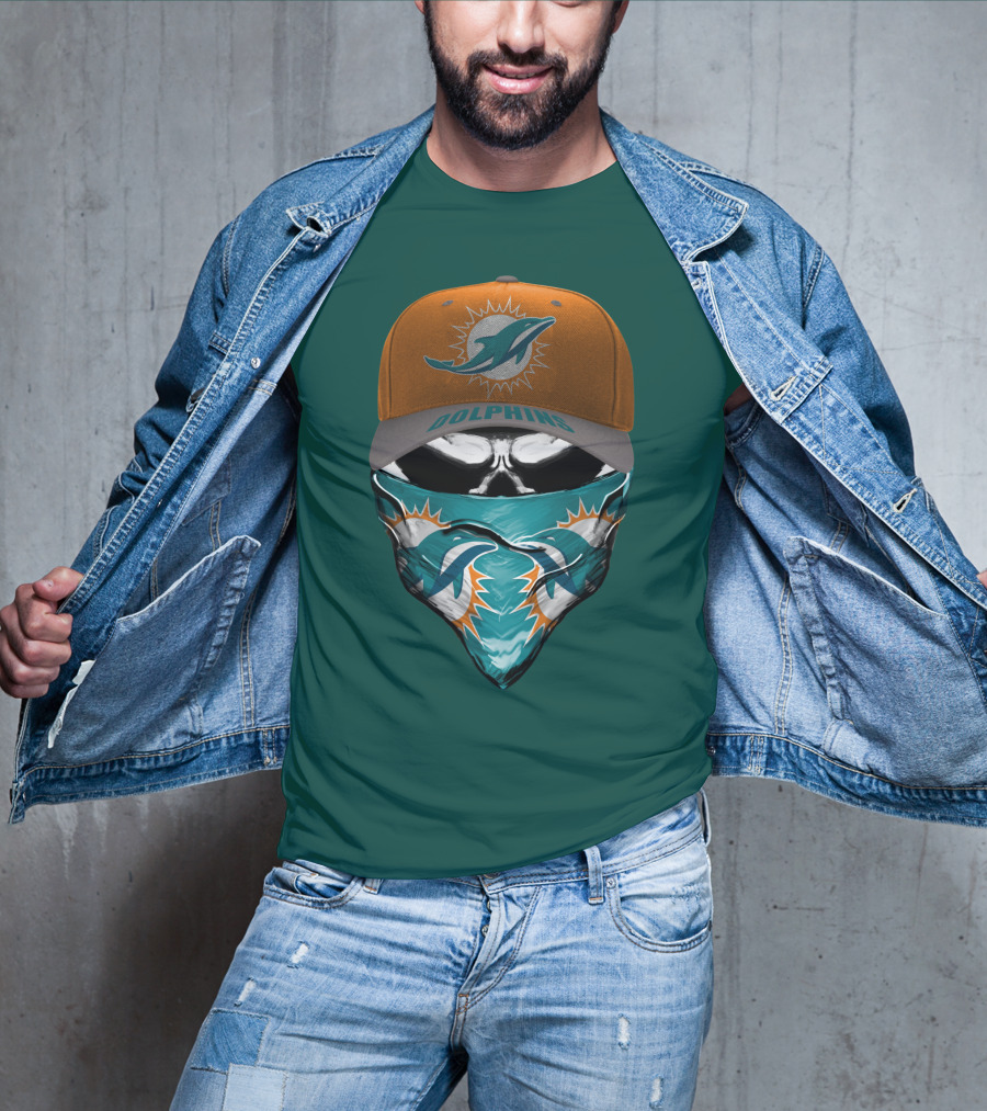 Dolphins Miami Dolphins Logo Mask And Cap T-Shirt
