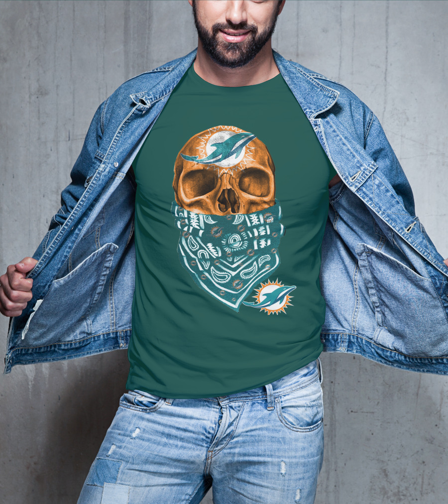 Miami Dolphins Skull Bandana T-Shirt