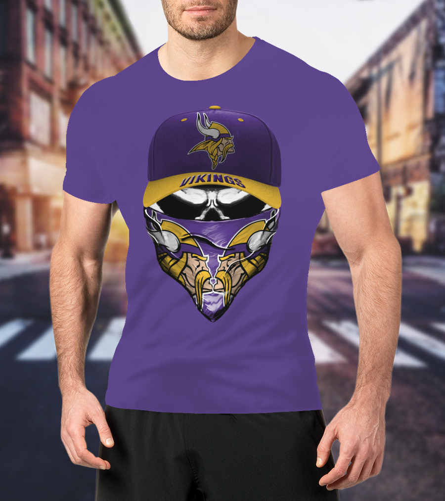 Minnesota Vikings Vikings Logo Hat And Mask Combo T-Shirt