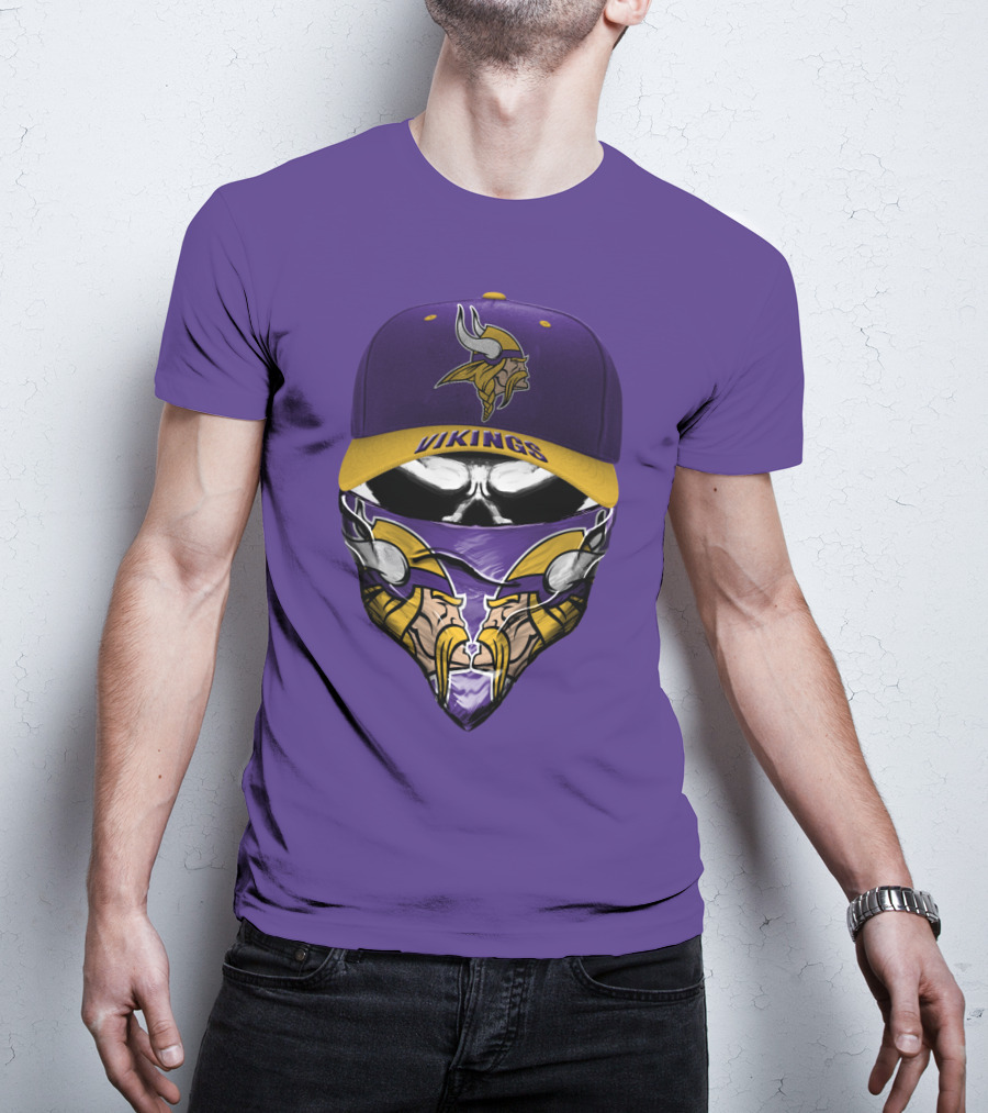 Minnesota Vikings Vikings Logo Hat And Mask Combo T-Shirt