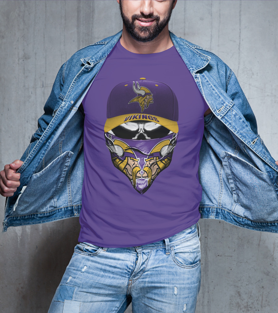Minnesota Vikings Vikings Logo Hat And Mask Combo T-Shirt