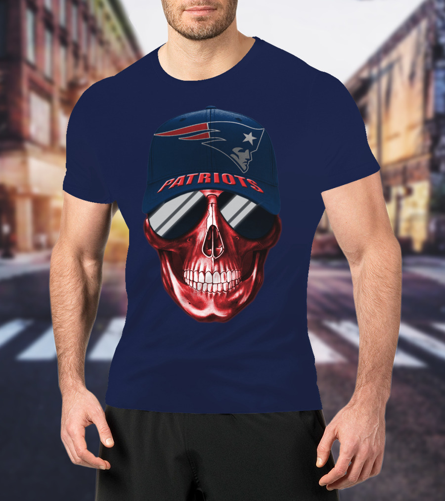 Patriots Skull With Nfl Logo Hat T-Shirt