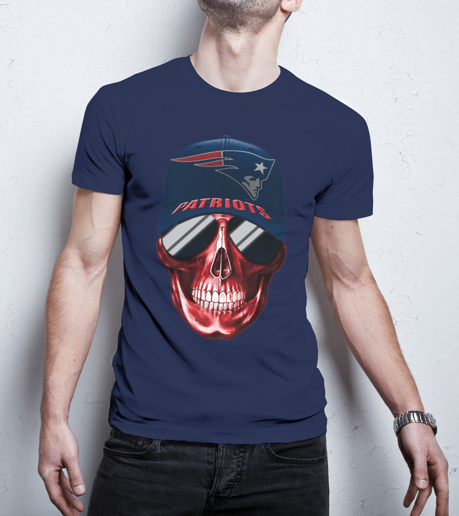 Patriots Skull With Nfl Logo Hat T-Shirt