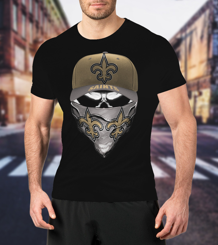 New Orleans Saints Fleur-De-Lis Cap And Bandana Combination T-Shirt