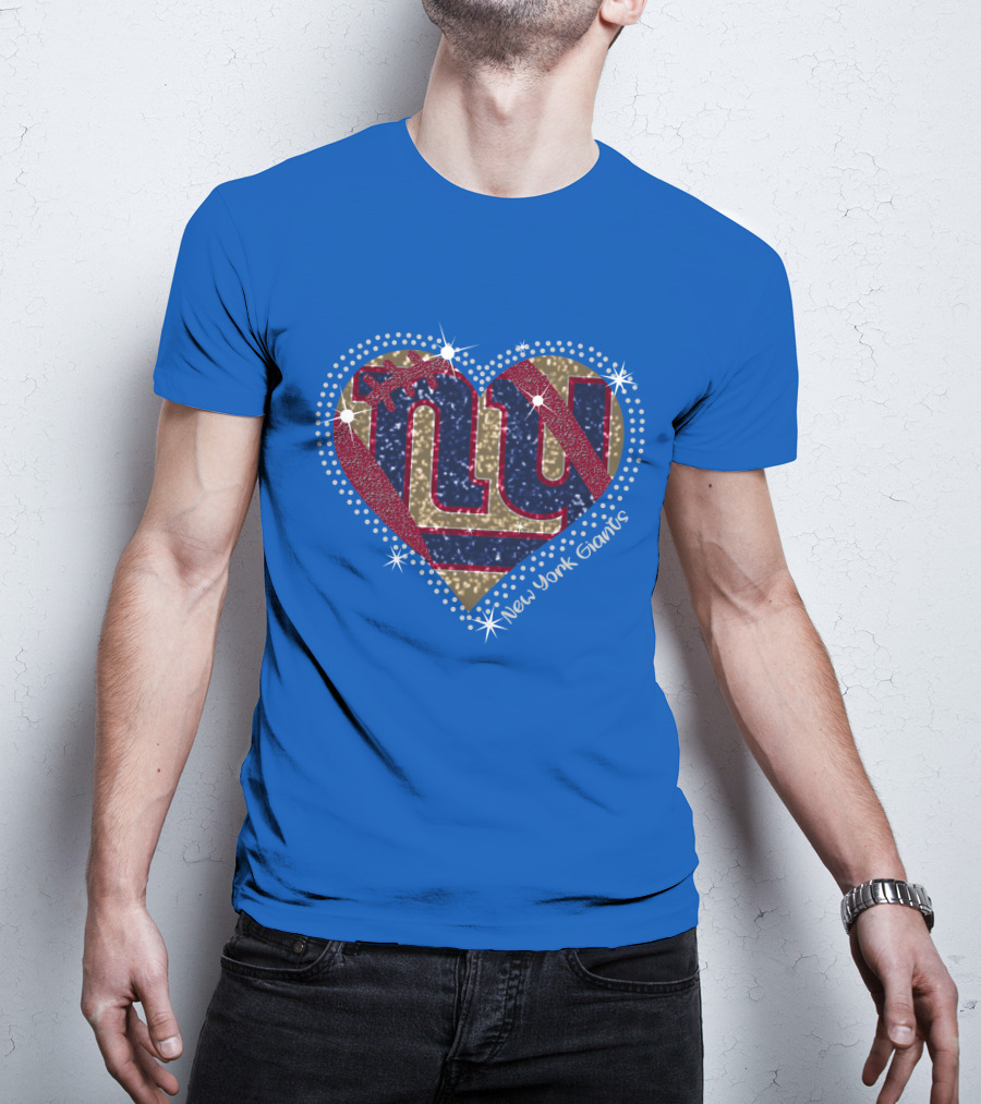 New York Giants Heart Sparkle Football T-Shirt
