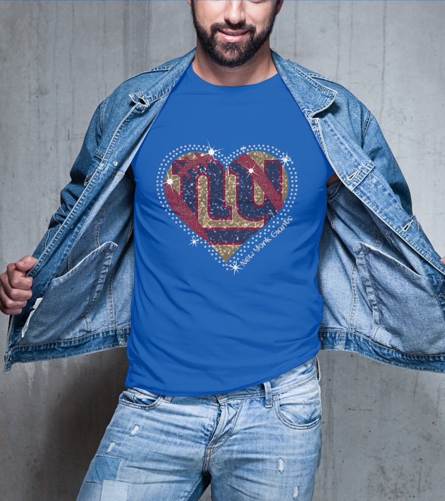 New York Giants Heart Sparkle Football T-Shirt