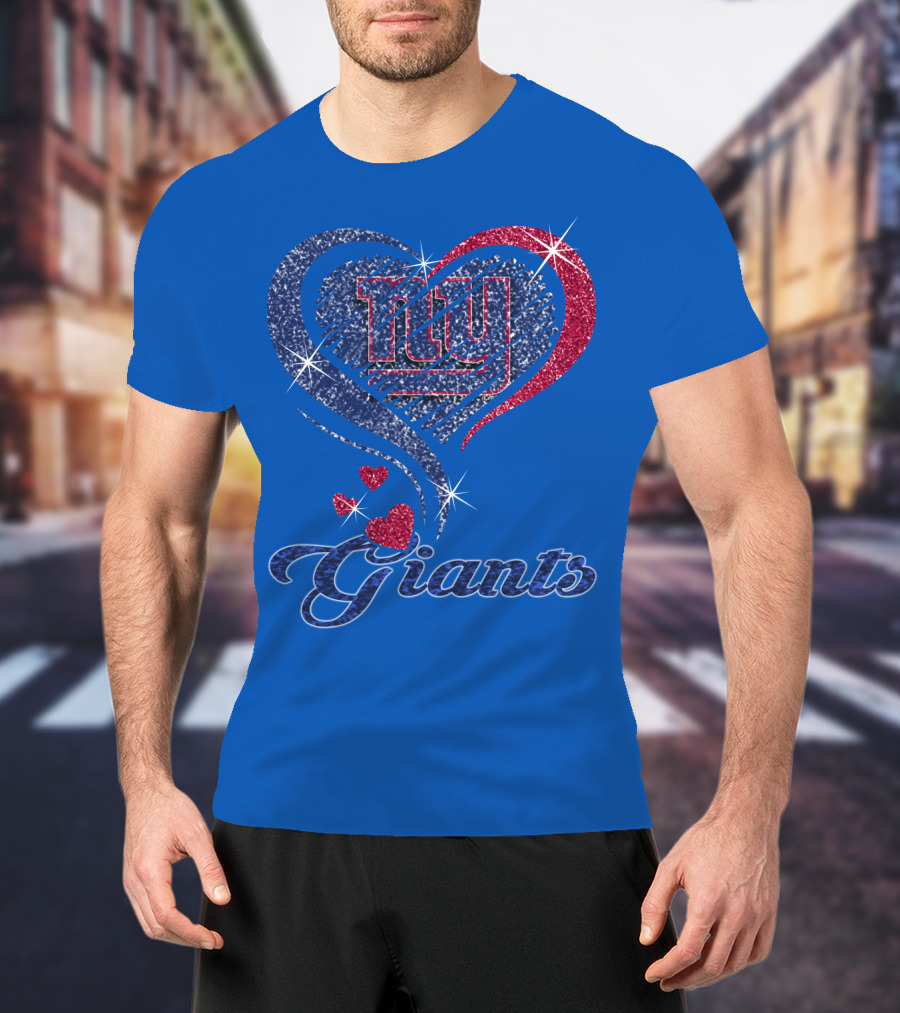 Giants New York Heart Logo Sparkle T-Shirt
