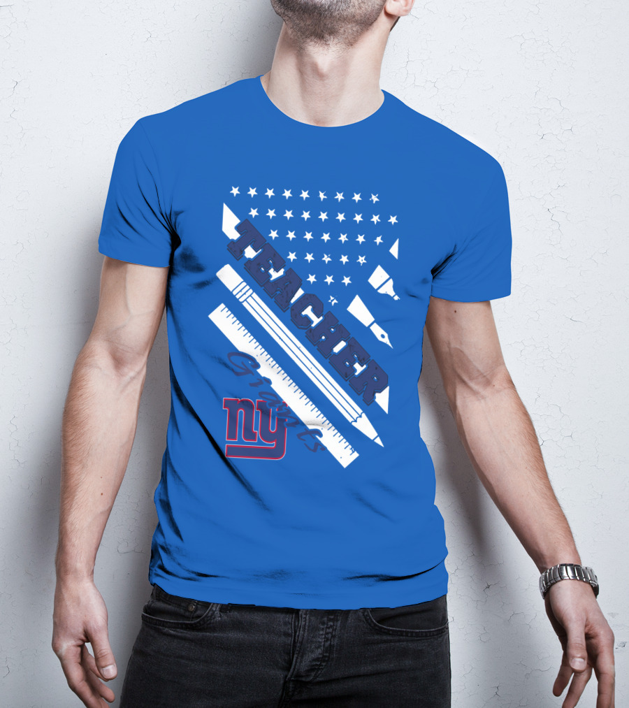 New York Giants Teacher Stars And Stripes Ruler Pen T-Shirt