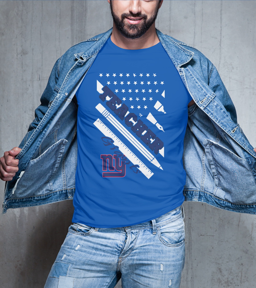 New York Giants Teacher Stars And Stripes Ruler Pen T-Shirt