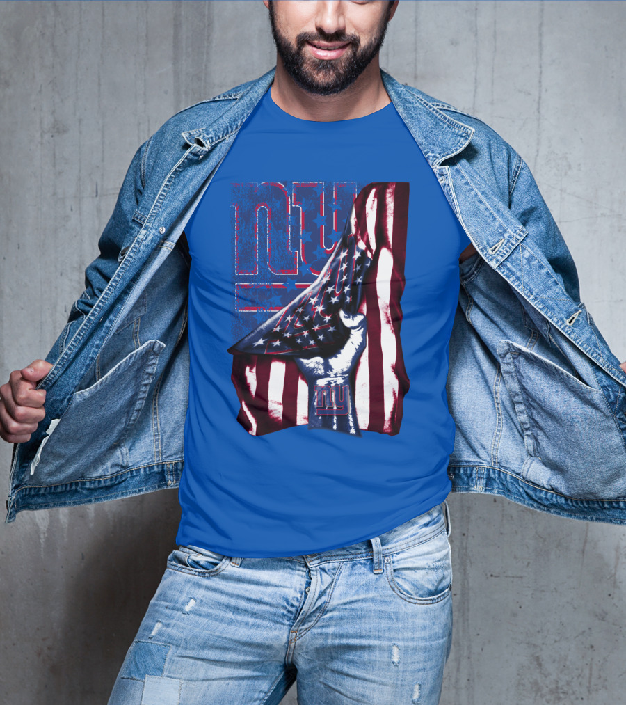 New York Giants American Flag Fist T-Shirt