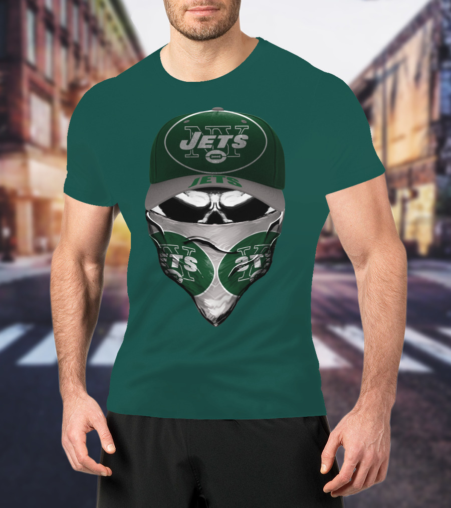 New York Jets Football Fan Mask And Cap Set T-Shirt