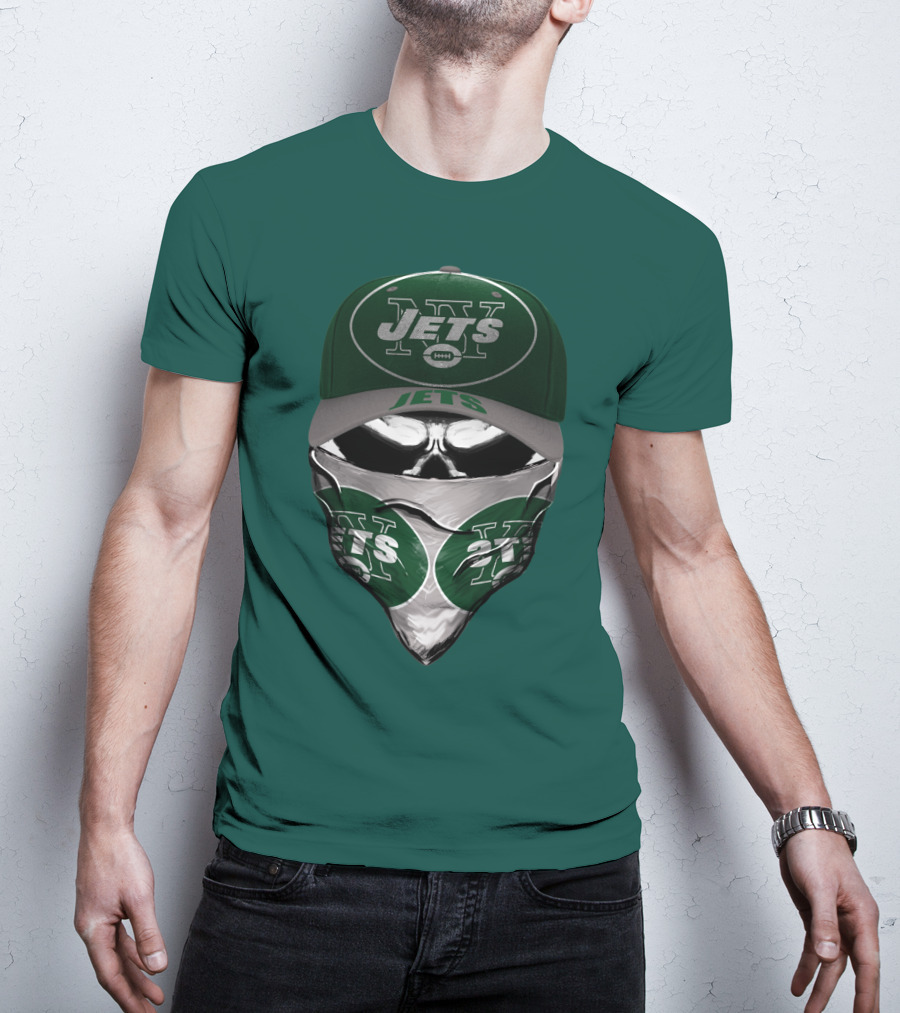 New York Jets Football Fan Mask And Cap Set T-Shirt