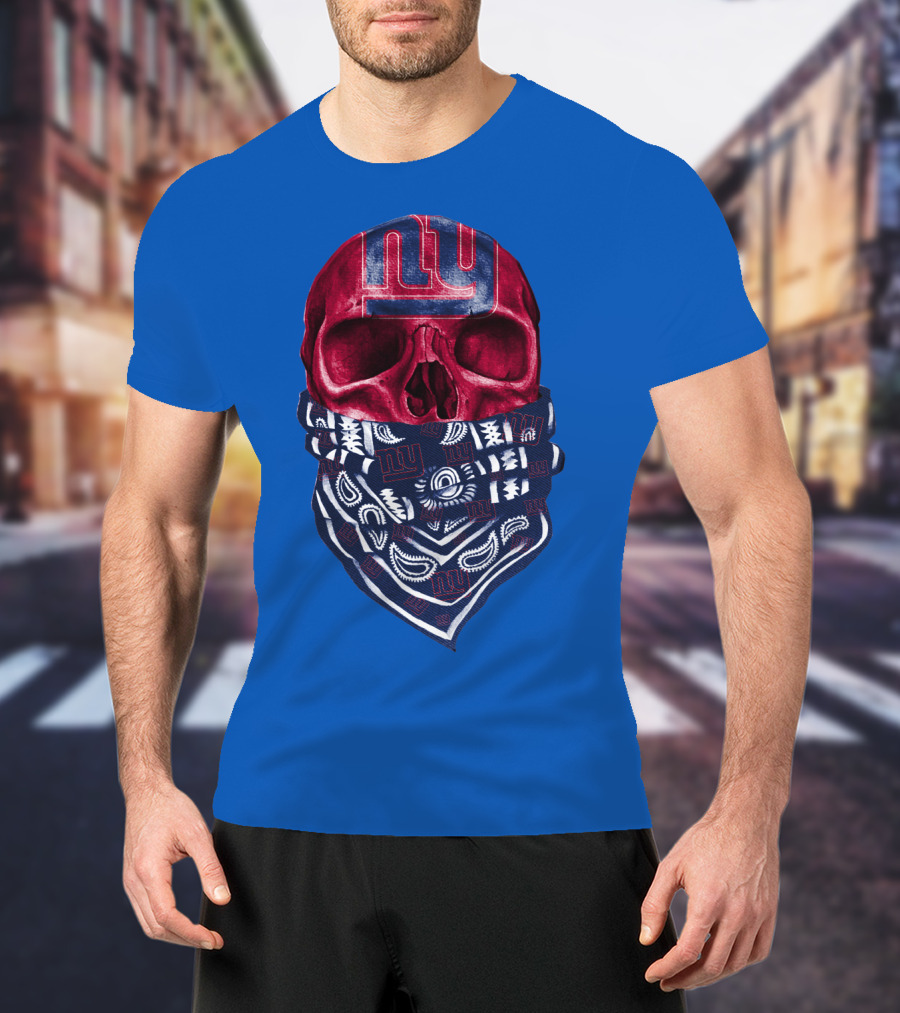 Newyork Giants Skull With Bandana And Team T-Shirt