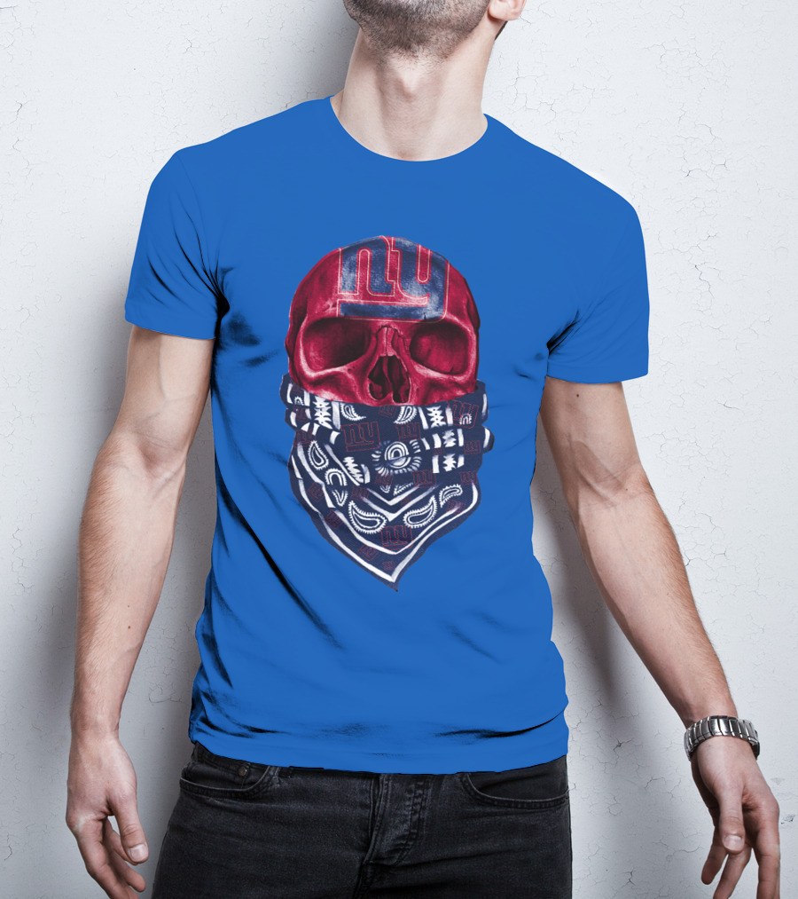 Newyork Giants Skull With Bandana And Team T-Shirt
