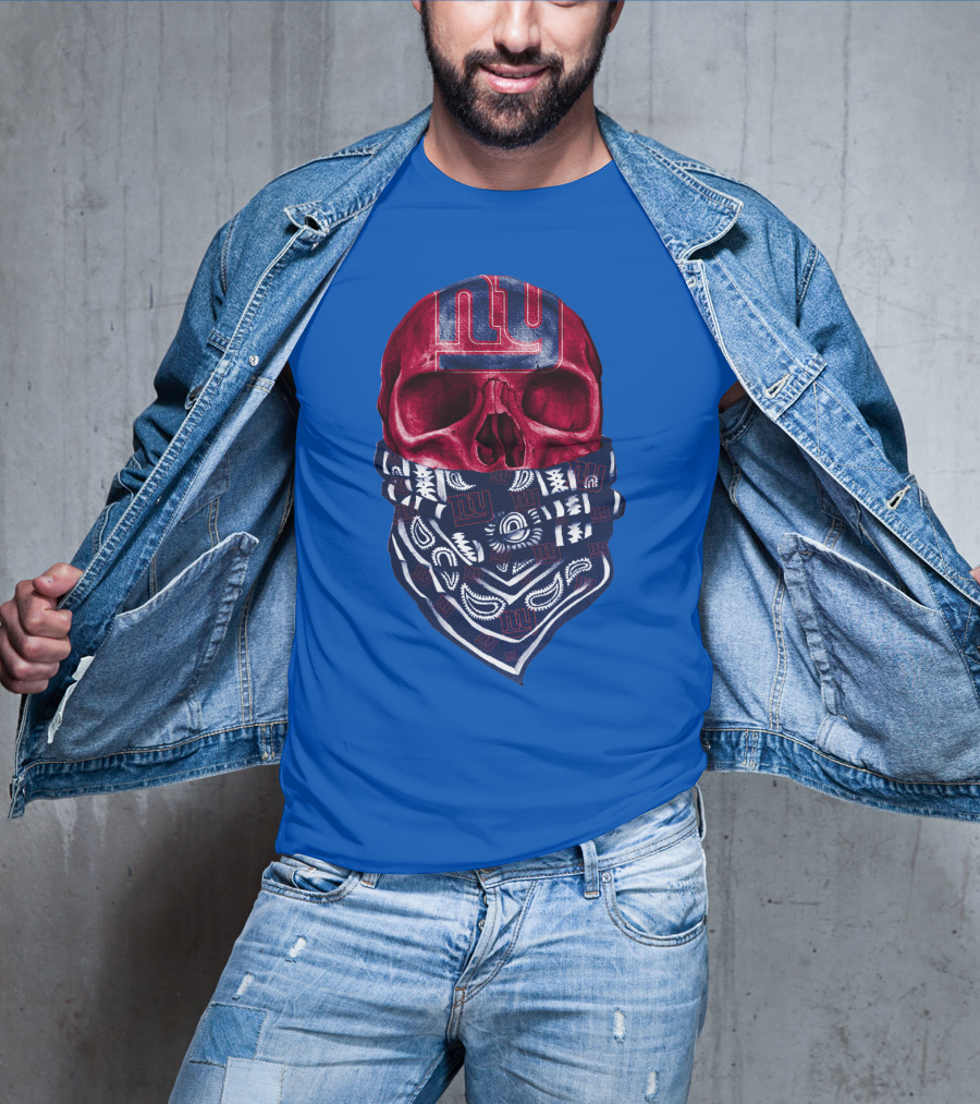 Newyork Giants Skull With Bandana And Team T-Shirt