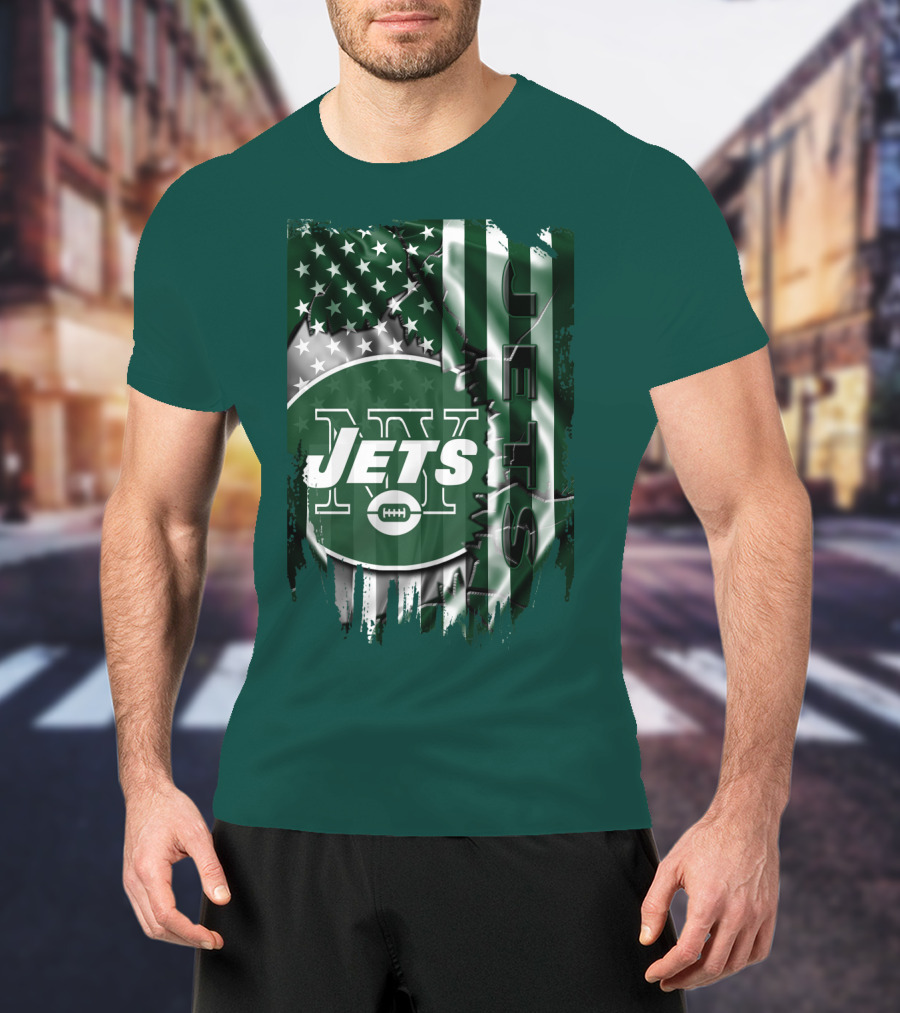 New York Jets American Flag Football T-Shirt