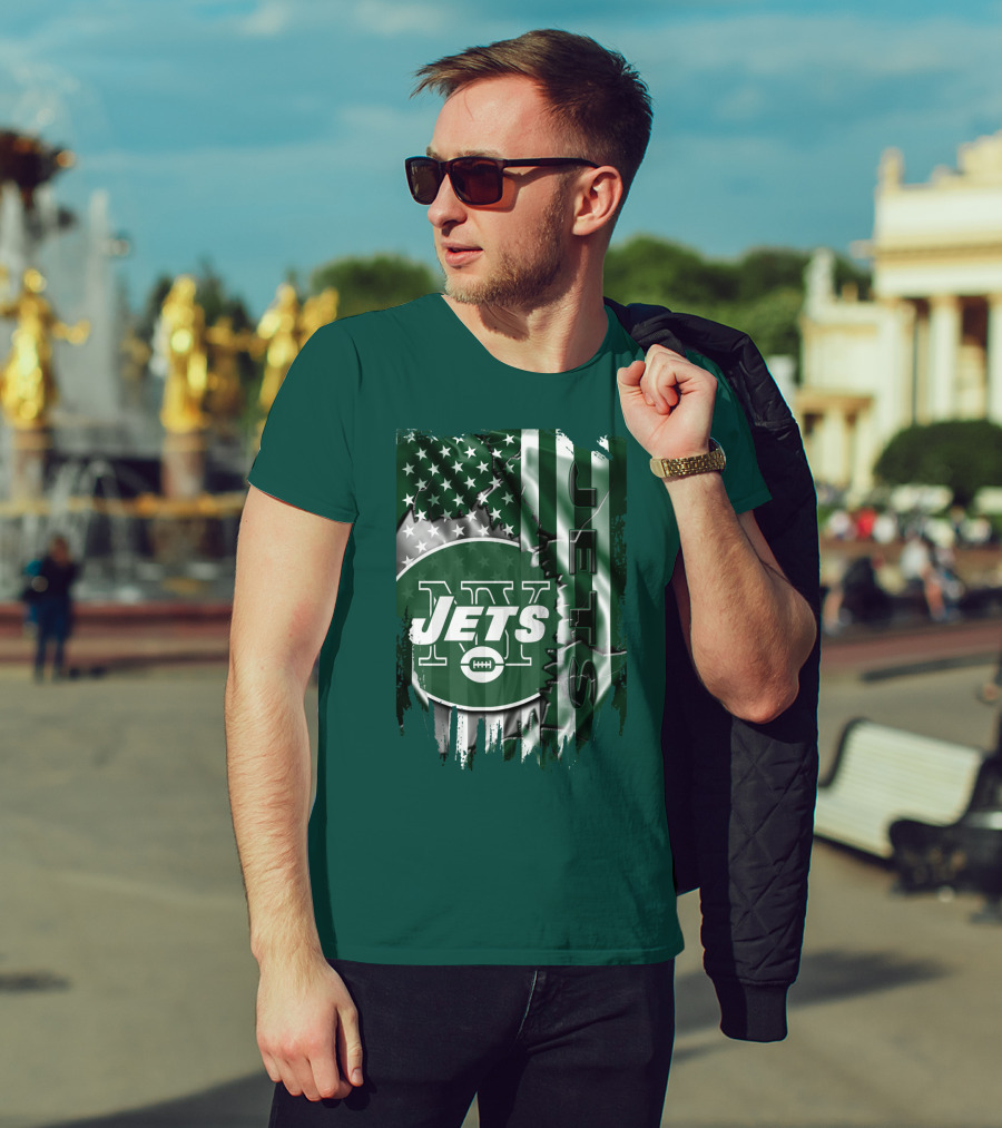 New York Jets American Flag Football T-Shirt