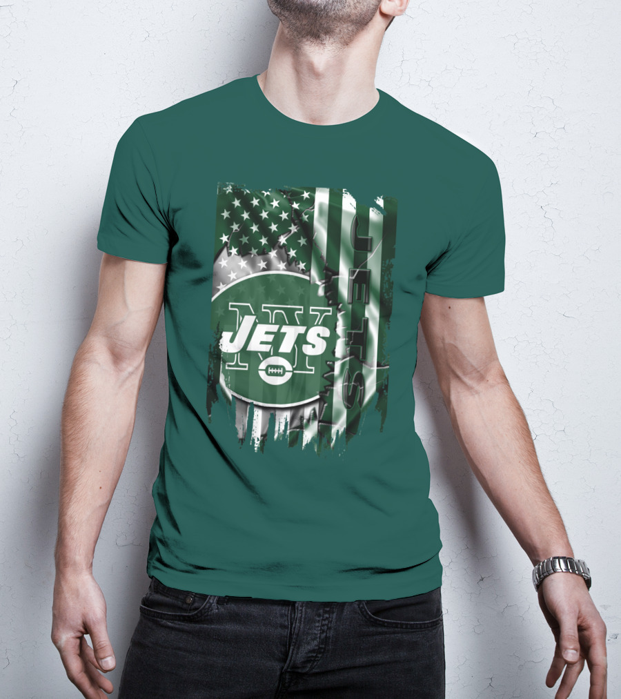 New York Jets American Flag Football T-Shirt