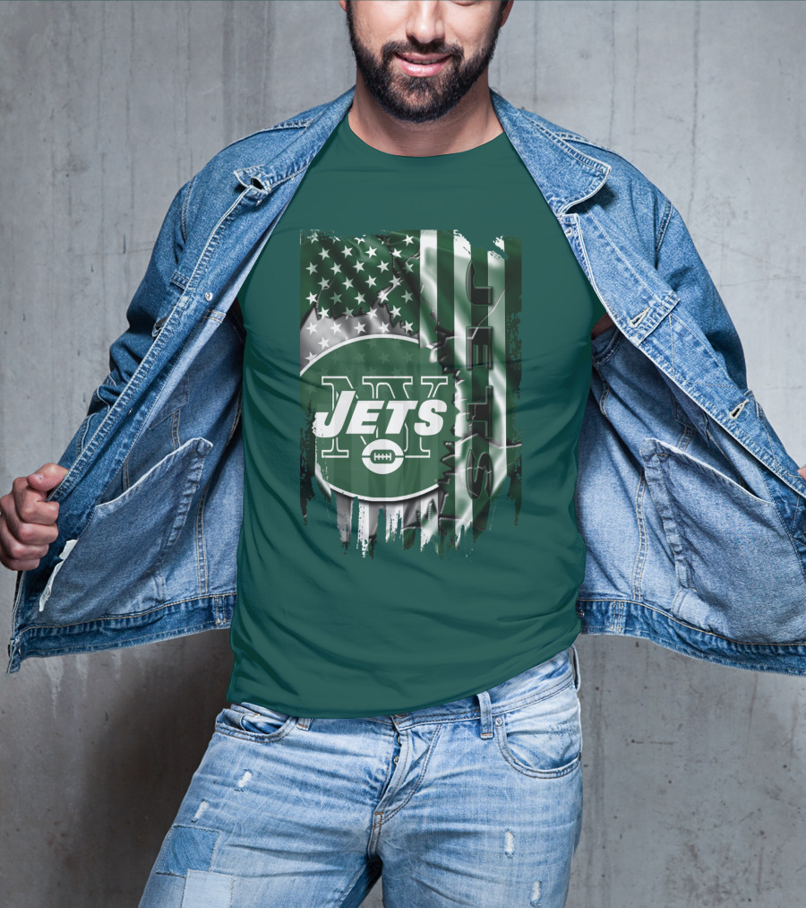 New York Jets American Flag Football T-Shirt