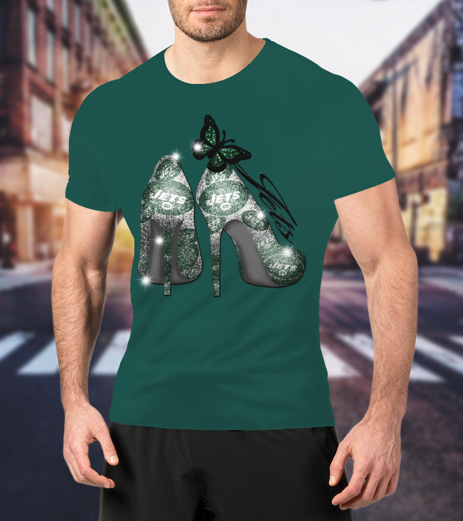 Jets Football High Heels With Butterfly T-Shirt