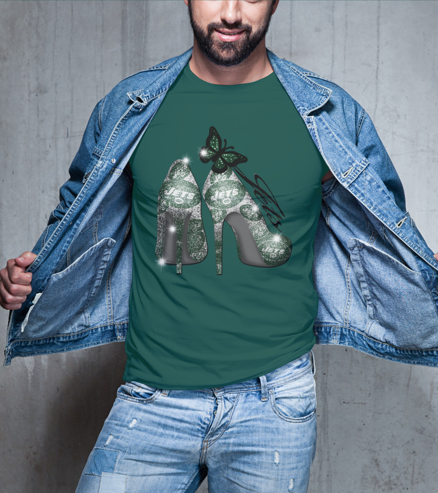 Jets Football High Heels With Butterfly T-Shirt