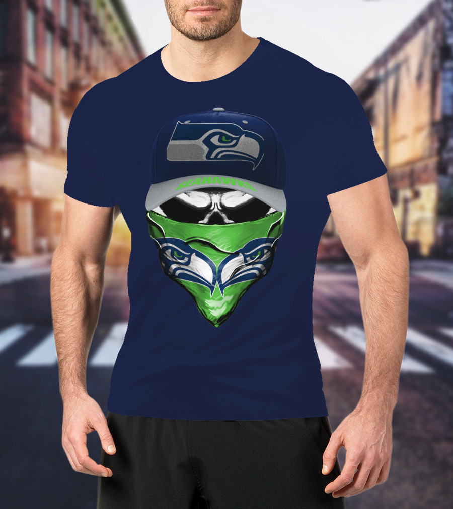 Seattle Seahawks Logo Hat And Bandana T-Shirt