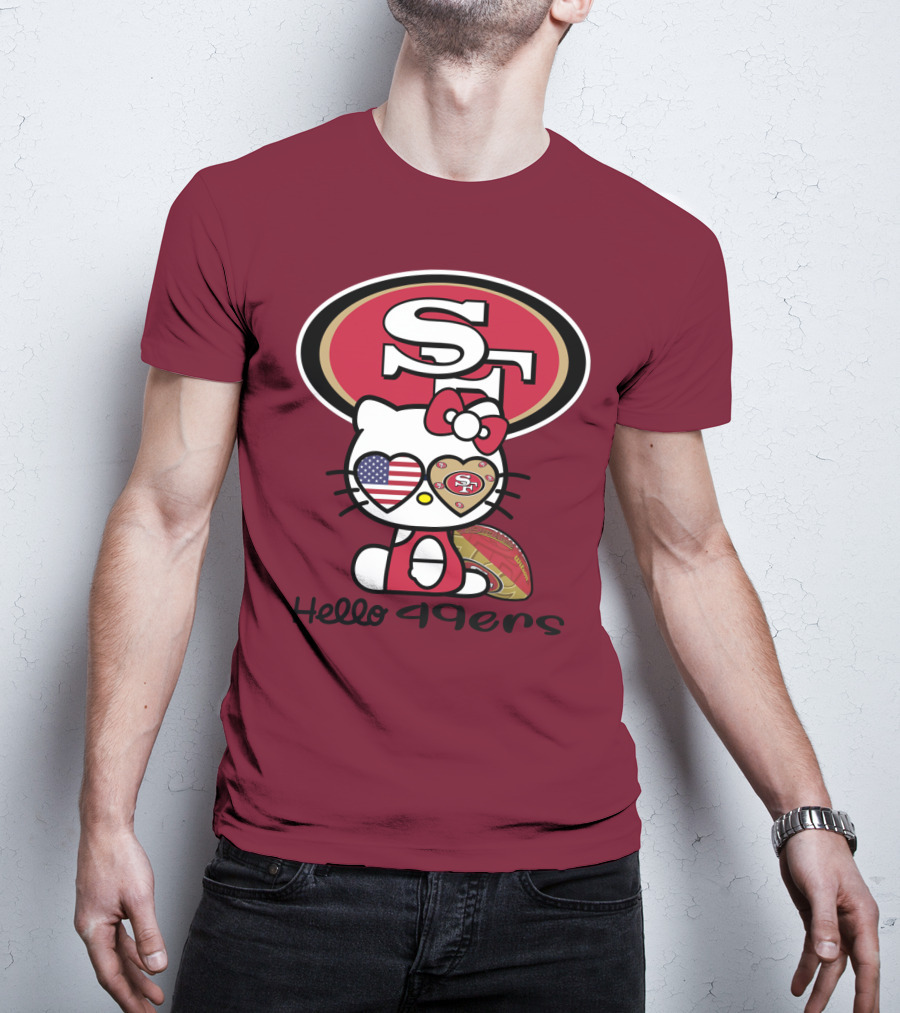 Hello 49ers San Francisco 49ers Football Fan Heart Kitty T-Shirt
