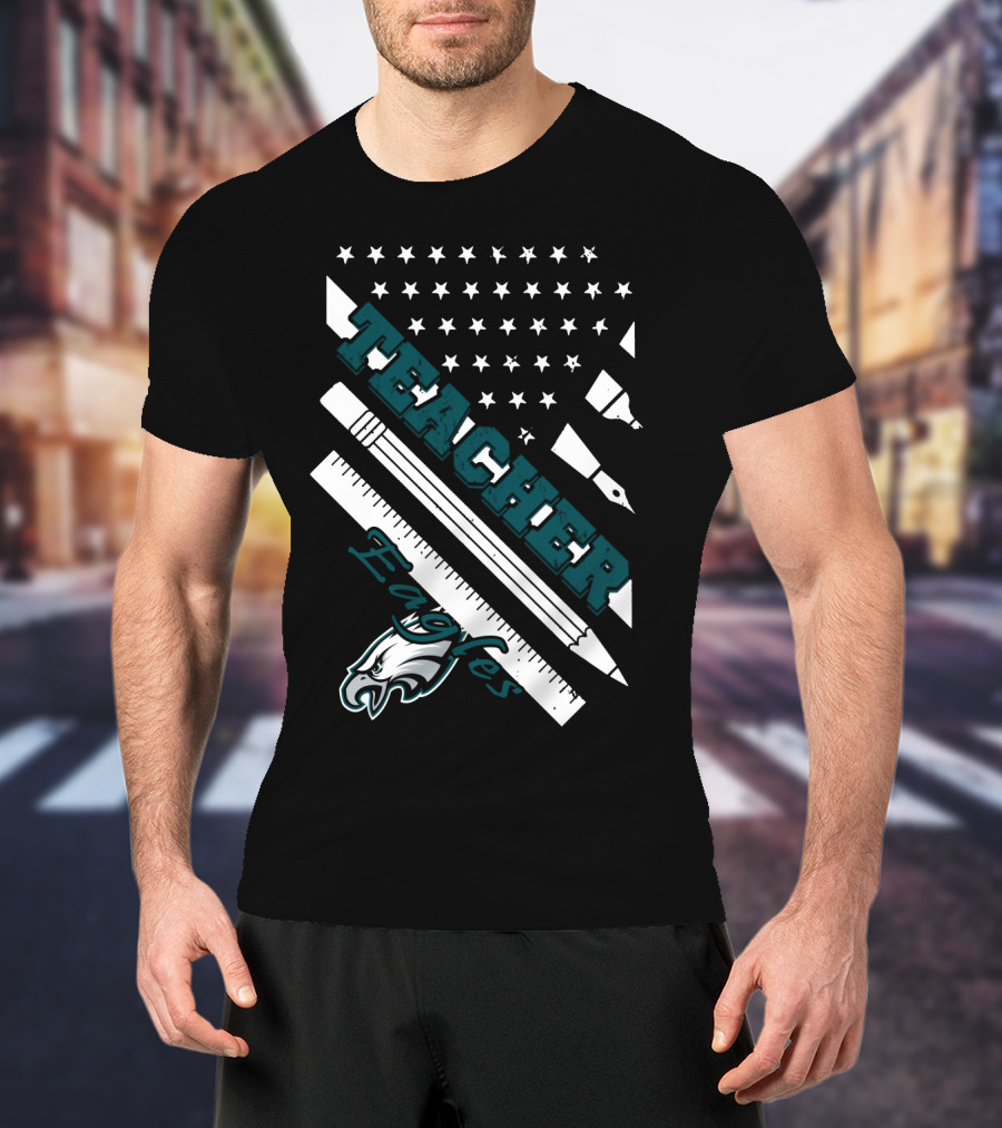Philadelphia Eagles Teacher Usa Flag T-Shirt