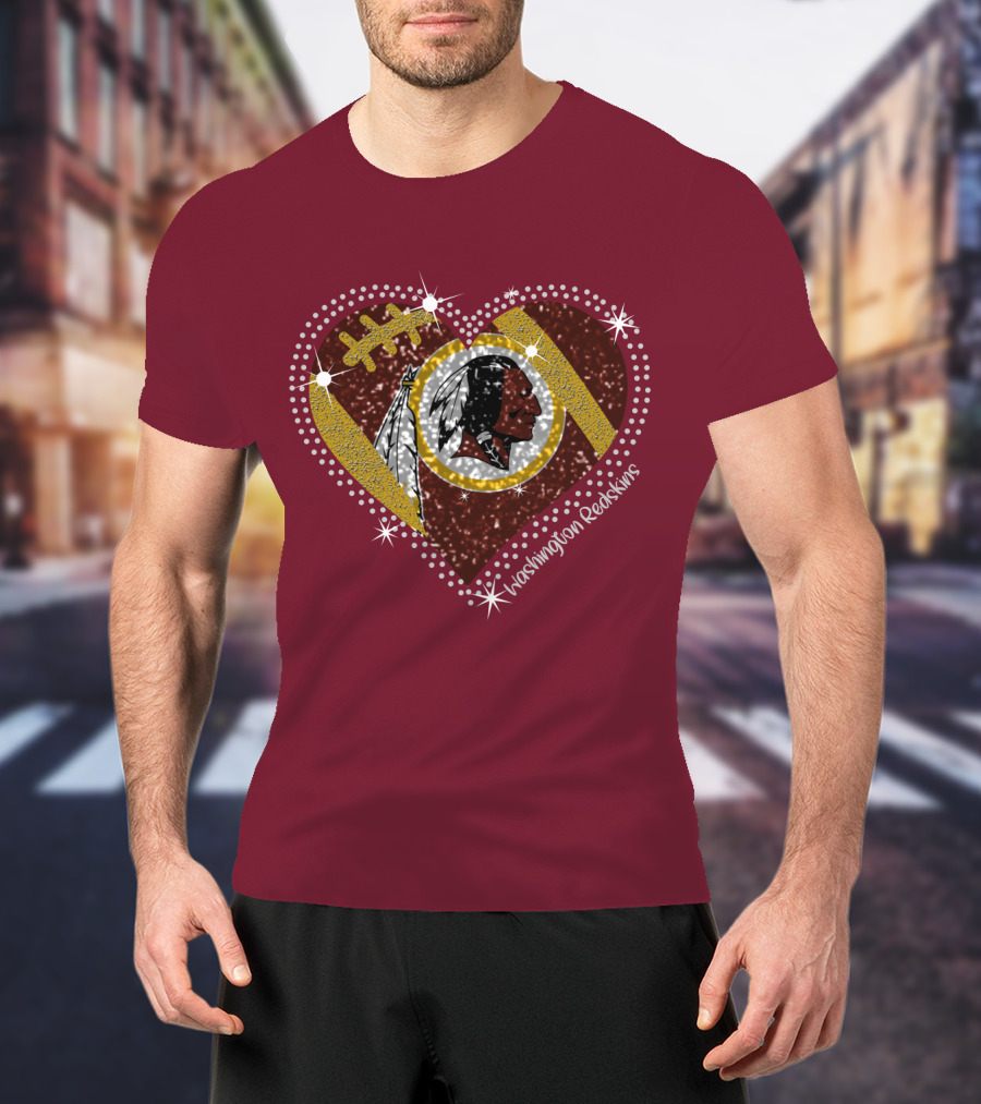 Washington Redskins Heart Football T-Shirt