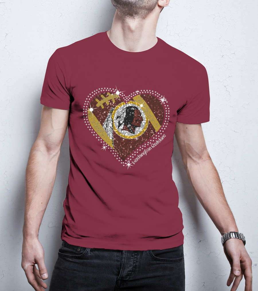 Washington Redskins Heart Football T-Shirt