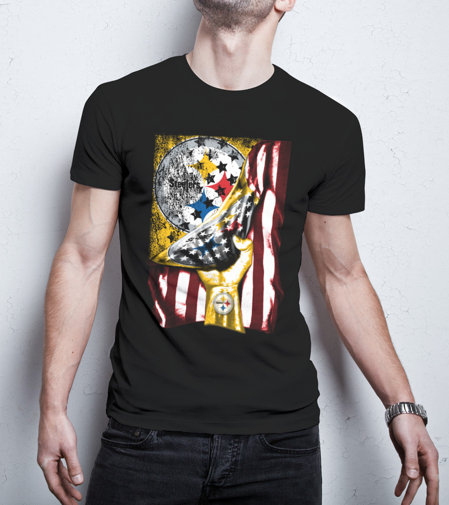 Pittsburgh Steelers American Flag Trophy T-Shirt