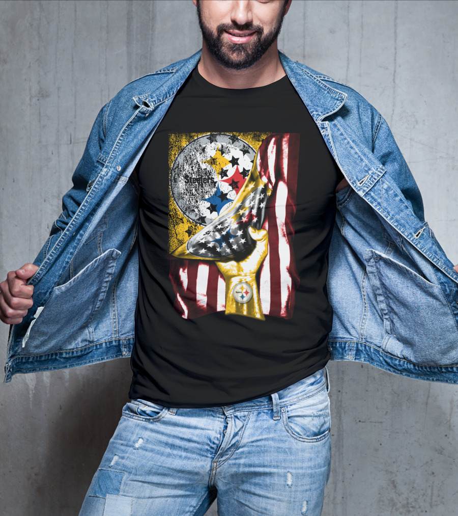 Pittsburgh Steelers American Flag Trophy T-Shirt