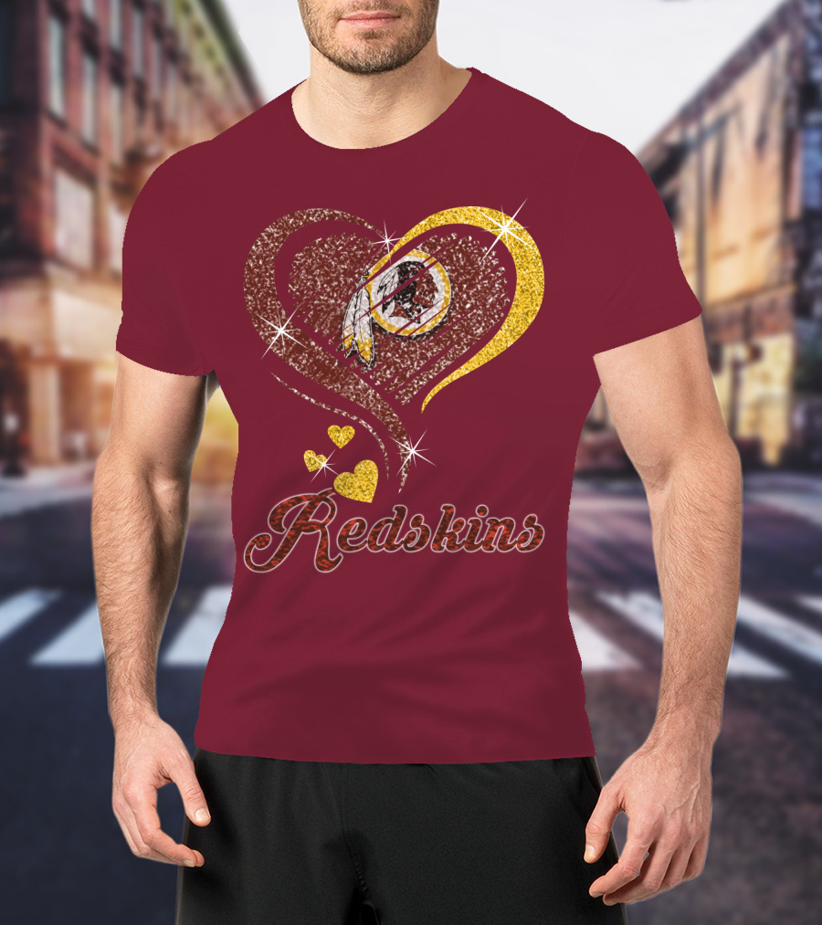 Redskins Heart Gold Football Team T-Shirt