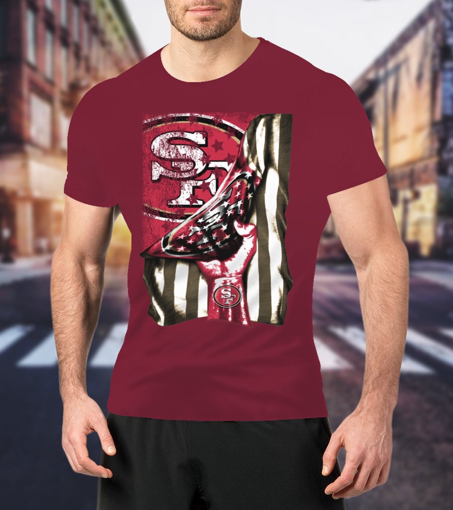 San Francisco 49ers Sf Hand Flag Stars Stripes T-Shirt