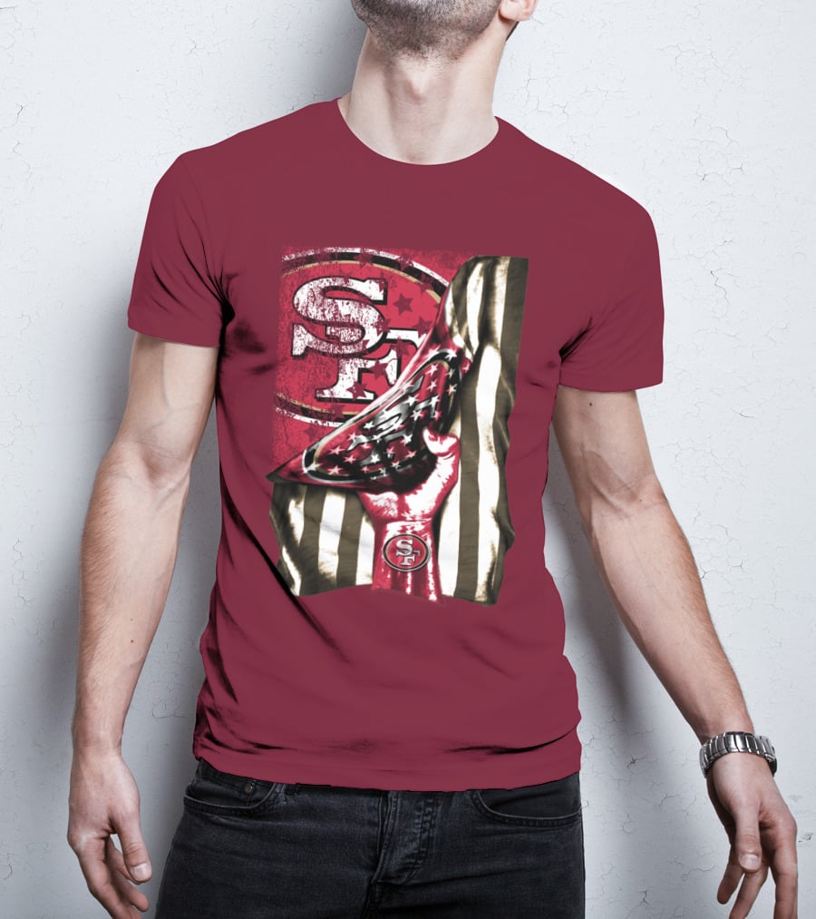 San Francisco 49ers Sf Hand Flag Stars Stripes T-Shirt