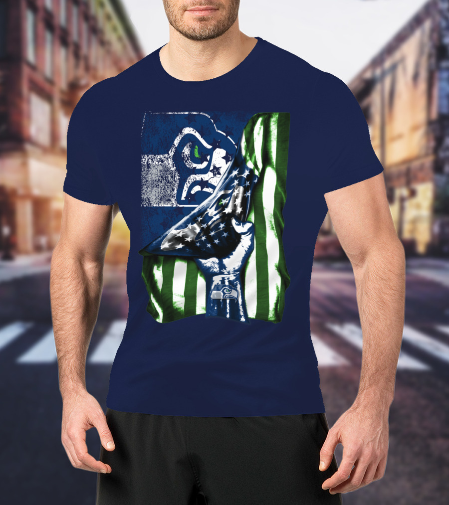 Seattle Seahawks American Flag Fist T-Shirt