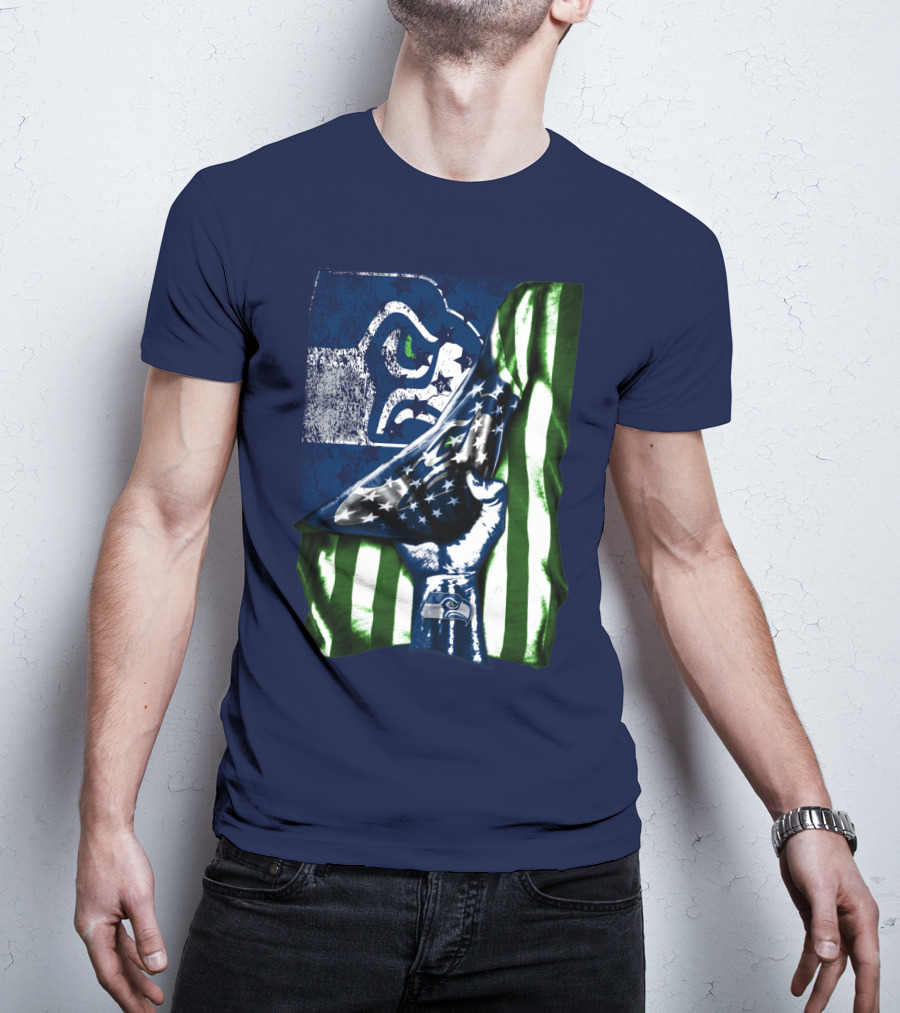 Seattle Seahawks American Flag Fist T-Shirt