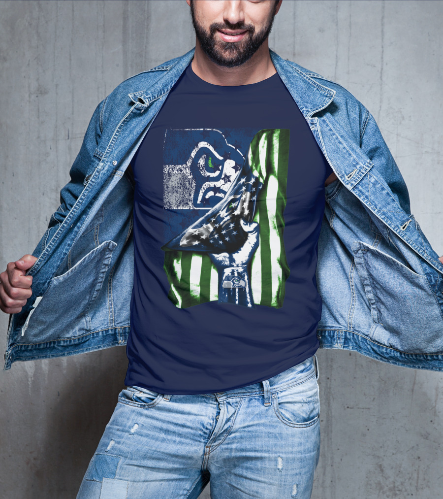 Seattle Seahawks American Flag Fist T-Shirt